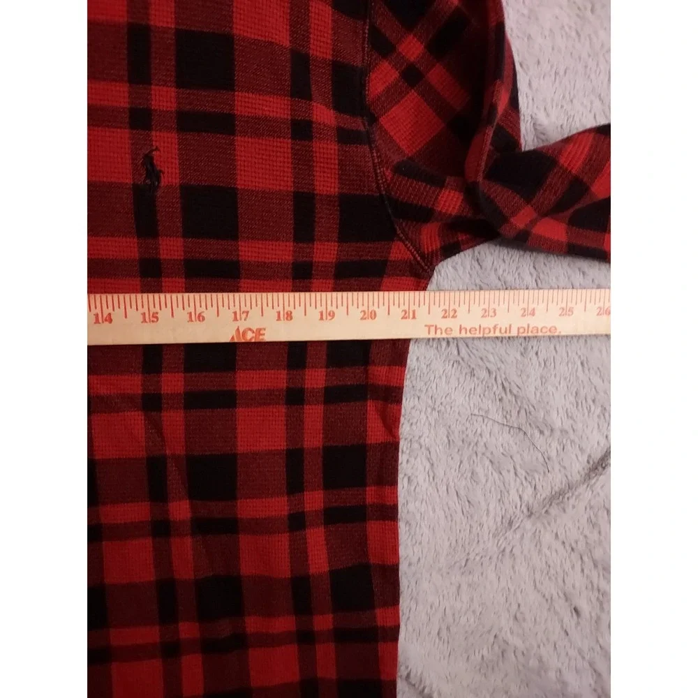 Polo Ralph Lauren Shirt‎ Mens Extra Large Waffle Knit Thermal Buffalo Plaid SLIM